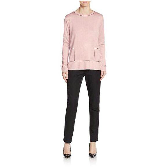 New! CALVIN KLEIN Women's Contrast Stitch Pullover Sweater Blush Size Large - Picture 4 of 5